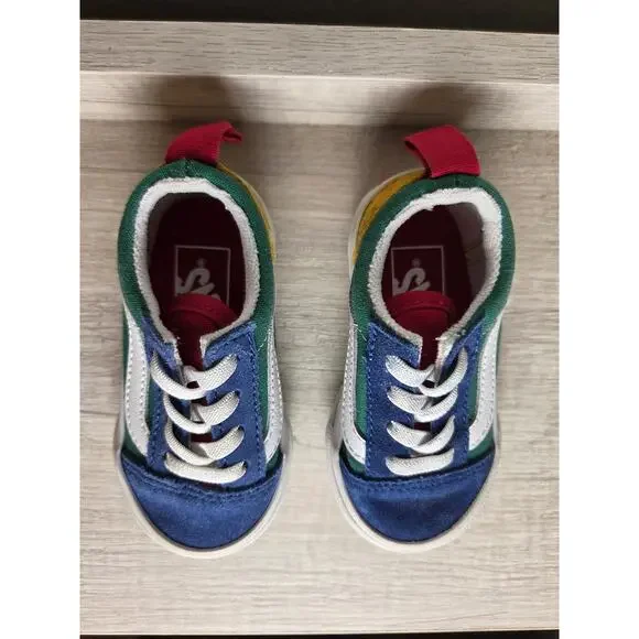 Vans Old Skool V Color-Block Skate Shoe - Baby / Toddler - Red / Blue - Picture 3 of 6